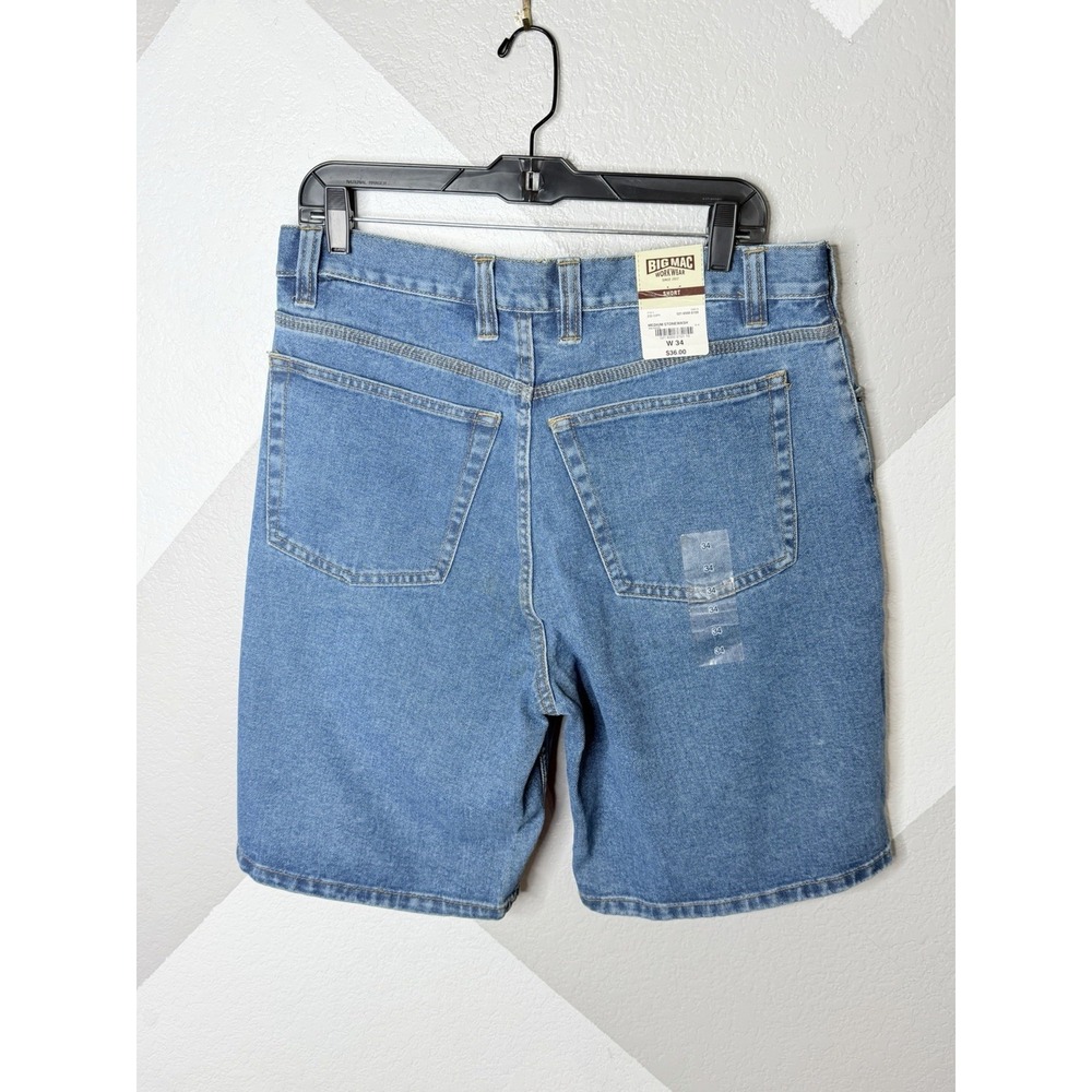 Big Mac Workwear Mens Denim Shorts W34 Light Wash Carpenter Utility 9" NWT